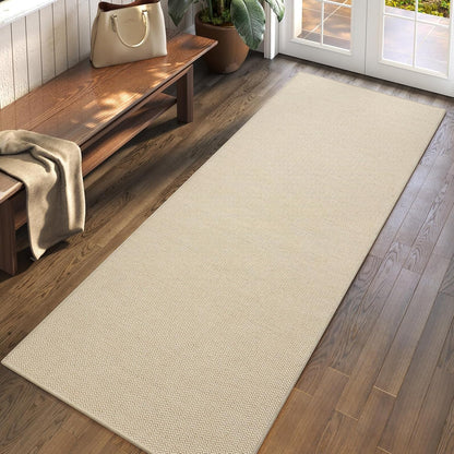 Ultra Thin Door Mat 24"x35" – Low Profile Non Slip Door Mat Indoor Entrance, Washable Absorbent Entryway Mat with Rubber Backing, Dirt Trapper Doormat for Front Door Inside, Beige