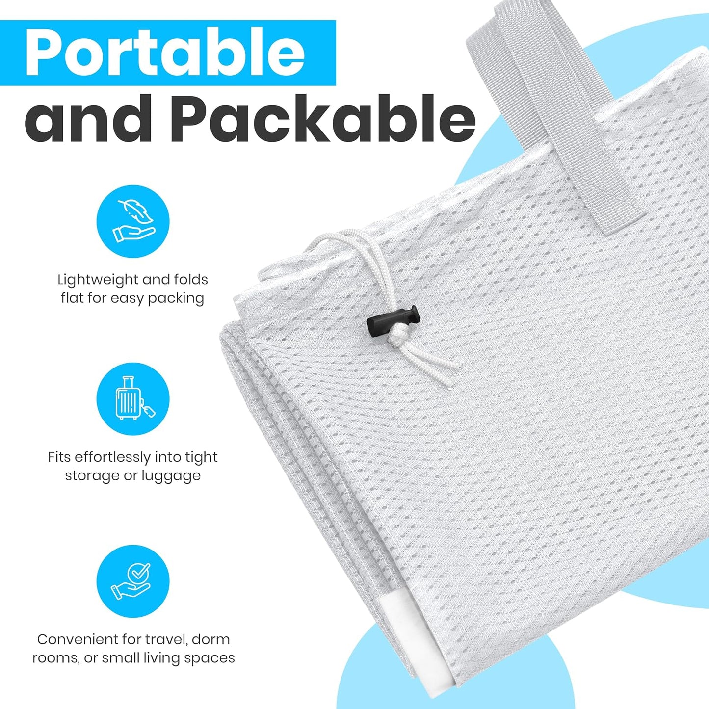 Mesh Laundry Bags 24 x 36 In, 2-Pack - Handy Laundry Heavy Duty Net Bag | Holds a Full Load, Tear-Resistant Wash Sack with Drawstring, Handles, Machine Washable, Hamper Liner, Dorm, Travel, White