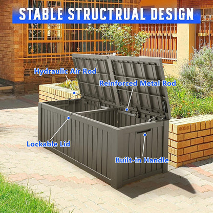 Outdoor Deck Storage Box,Resin Deck Boxes Indoor and outdoor, Waterproof Storage Box Lockable Lid (Black,35 Gallon)