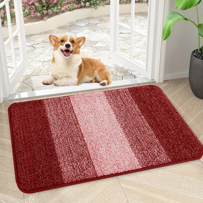 Kitinjoy Indoor Outdoor Door Mat, 32x20 Non-Slip Absorbent Dirt Trapper, Low-Profile Washable Inside Entrance Front Floor Mat, Sturdy Soft Entry Doormats for Entryway, Grey