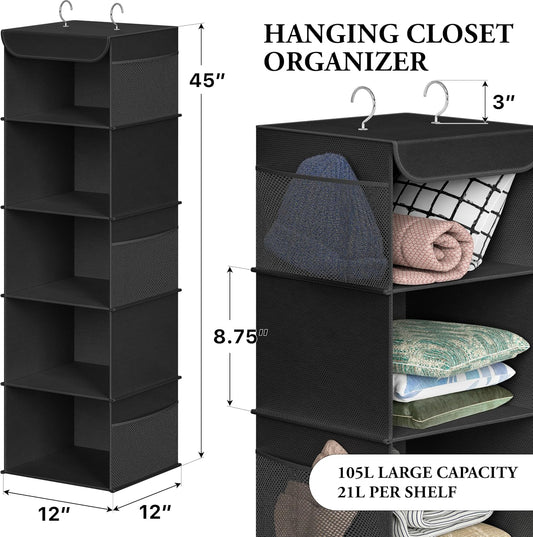 Simple Houseware 6 Shelf Hanging Closet Organizer, Gray