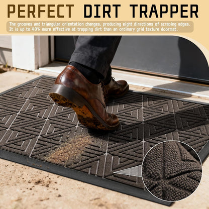 Yimobra Front Door Mat Outside Entrance 29.5x17, Waterproof Heavy Duty Outdoor Mats for Front Door, Non Slip Rubber Entry Mat for Garage Patio Indoor, Grey