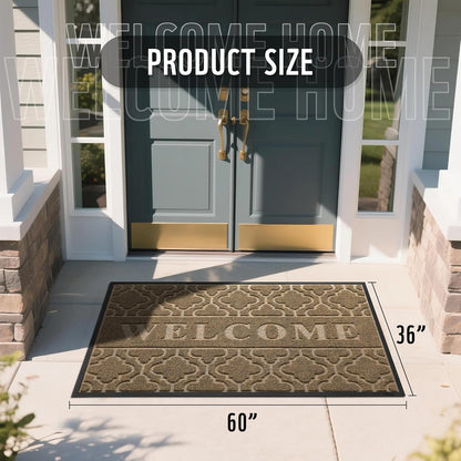 Yimobra Welcome Mat Outdoor Indoor, All-Weather Waterproof Front Door Mat Outside Entrance, Non-Slip Low Profile Porch Patio Doormat, 29.5x17, Black