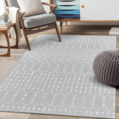 Lahome Moroccan Entry Rug 2x3, Non-Slip Washable Front Indoor Door Mat Rubber Backing Low-Profile Door Rugs, Small Geometric Print Distressed for Entryway Bathroom Kitchen, Black Hana