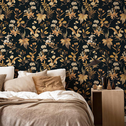 Simon&Siff Vintage Wallpaper Peel and Stick Beige Floral Contact Paper Wildflowers Botanical Wall Paper Removable Renter Friendly Wallpaper 17.3in x 9.8ft