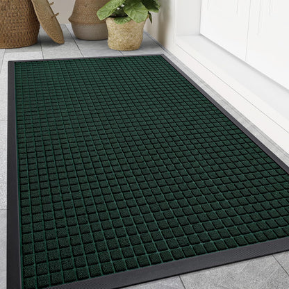 Smiry Front Door Mat Outside Entrance, Heavy Duty Natural Rubber Doormat, Non Slip, Trap Dirt and Moisture, Easy Clean, Low Profile Welcome Floor Mats for Indoor Outdoor Entry, 29.5x17 Inch, Black