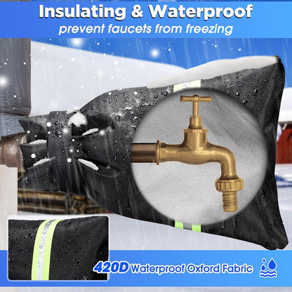 IPOW Outdoor Faucet Covers for Winter Freeze Protection - Pro 10"H x 6.3"W Outside Hose Bib Reusable Thickened Water Spigot Covers Winter Insulated, Waterproof Water Faucet Socks - 4 Pack
