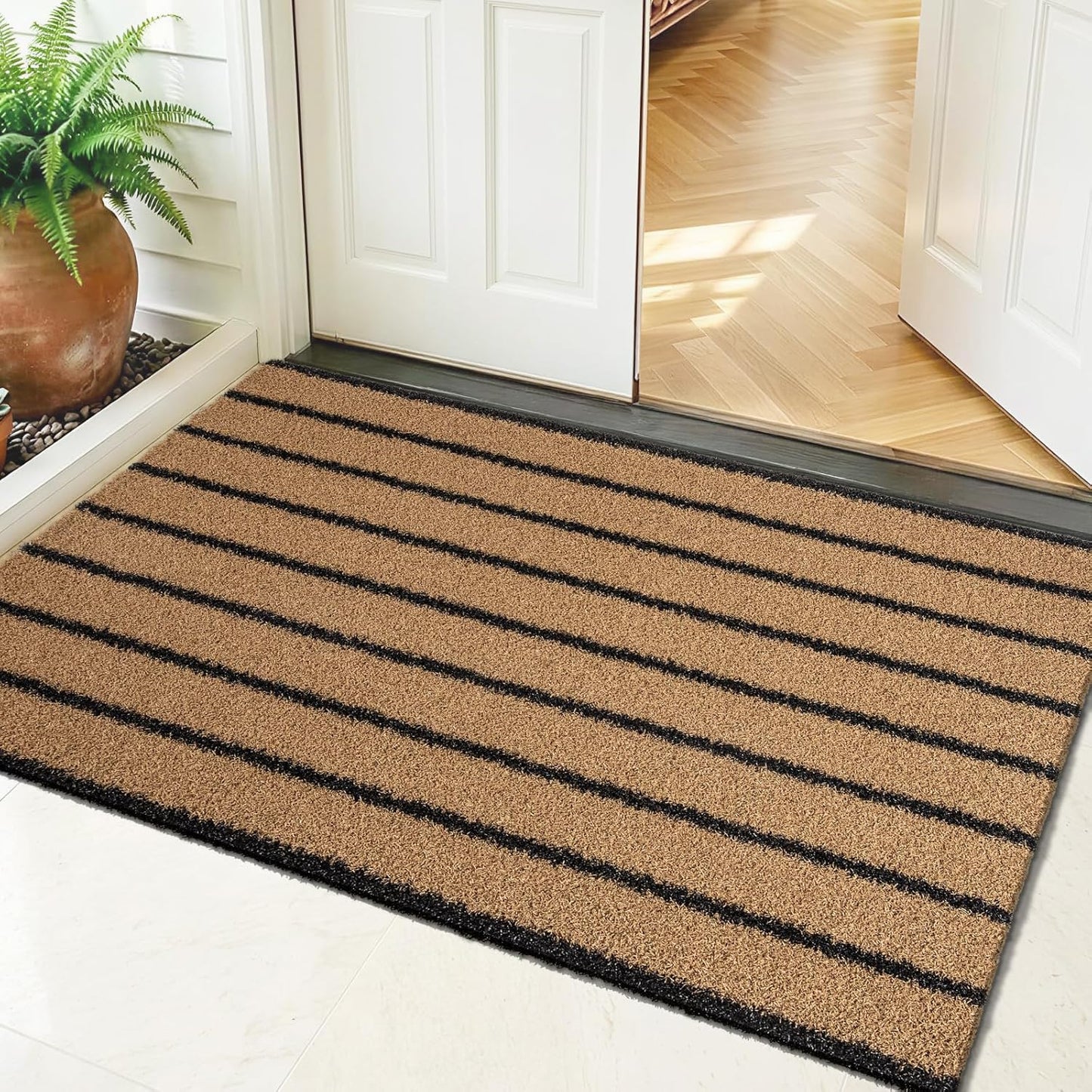 Outdoor Front Door Mat 32" x 48", Dirt Trapping Outside Entrance Rug, Non Slip Shoe Scraper, Heavy Duty Commercial Rug for Patio, Garage, Traffic Area, Office, Roll Packing