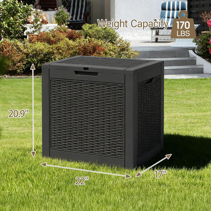 Outdoor Storage Box, 45 Gallon Deck Box with Lockable Lid, Waterproof Resin Storage Bin for Cushions, Garden Tools, Patio Furniture, Grey