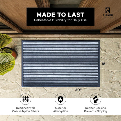 Extra Durable, Superior Absorption, Front Door Mat for Outdoor & Indoor - Welcome Mat for Entryway, Entrance, Patio, Porch - Waterproof, Non-Slip Backing, Coarse Fibers (Scales,17x29)