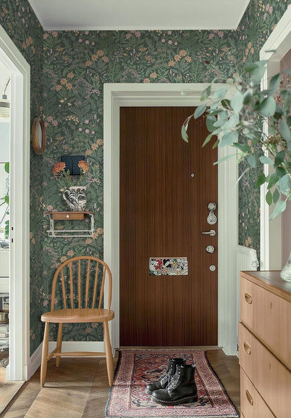 Safiyya Peel and Stick Wallpaper Floral Green and White Leaf Contact Paper for Cabinets 17.3"x 78.7" Self Adhesive Removable Wallpaper for Bathroom Renter Friendly Wall Paper Vinyl Roll