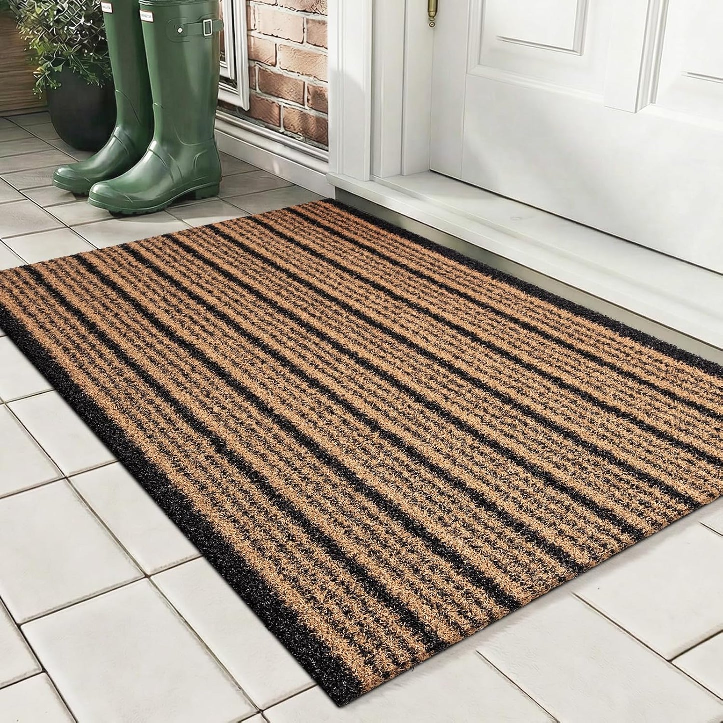 Outdoor Front Door Mat 32" x 48", Dirt Trapping Outside Entrance Rug, Non Slip Shoe Scraper, Heavy Duty Commercial Rug for Patio, Garage, Traffic Area, Office, Roll Packing