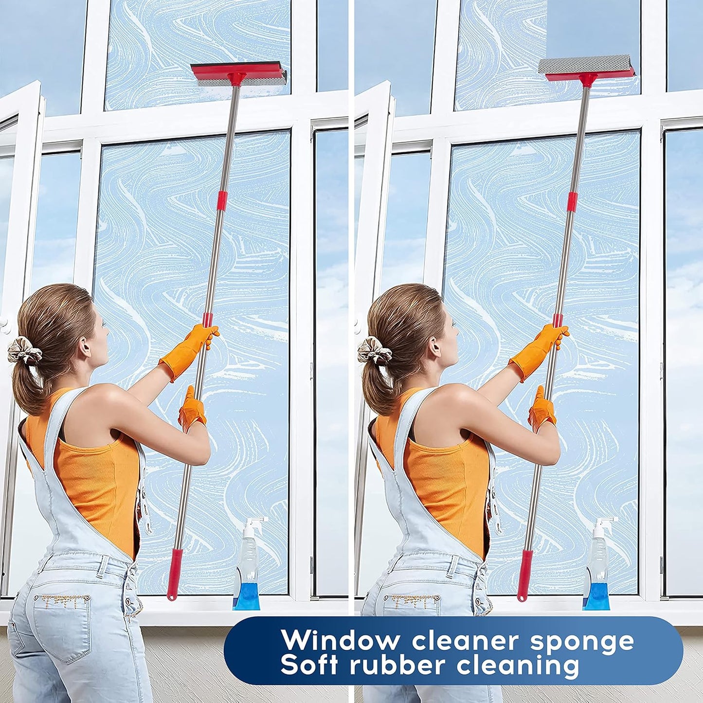 DSV Standard Window Squeegee for Window Cleaning, Window Cleaner Tool for Car Windshield, Shower Door, Boat | 2-in-1 Mini Squeegee for Home | Windshield Squeegee Kit for Car Windows