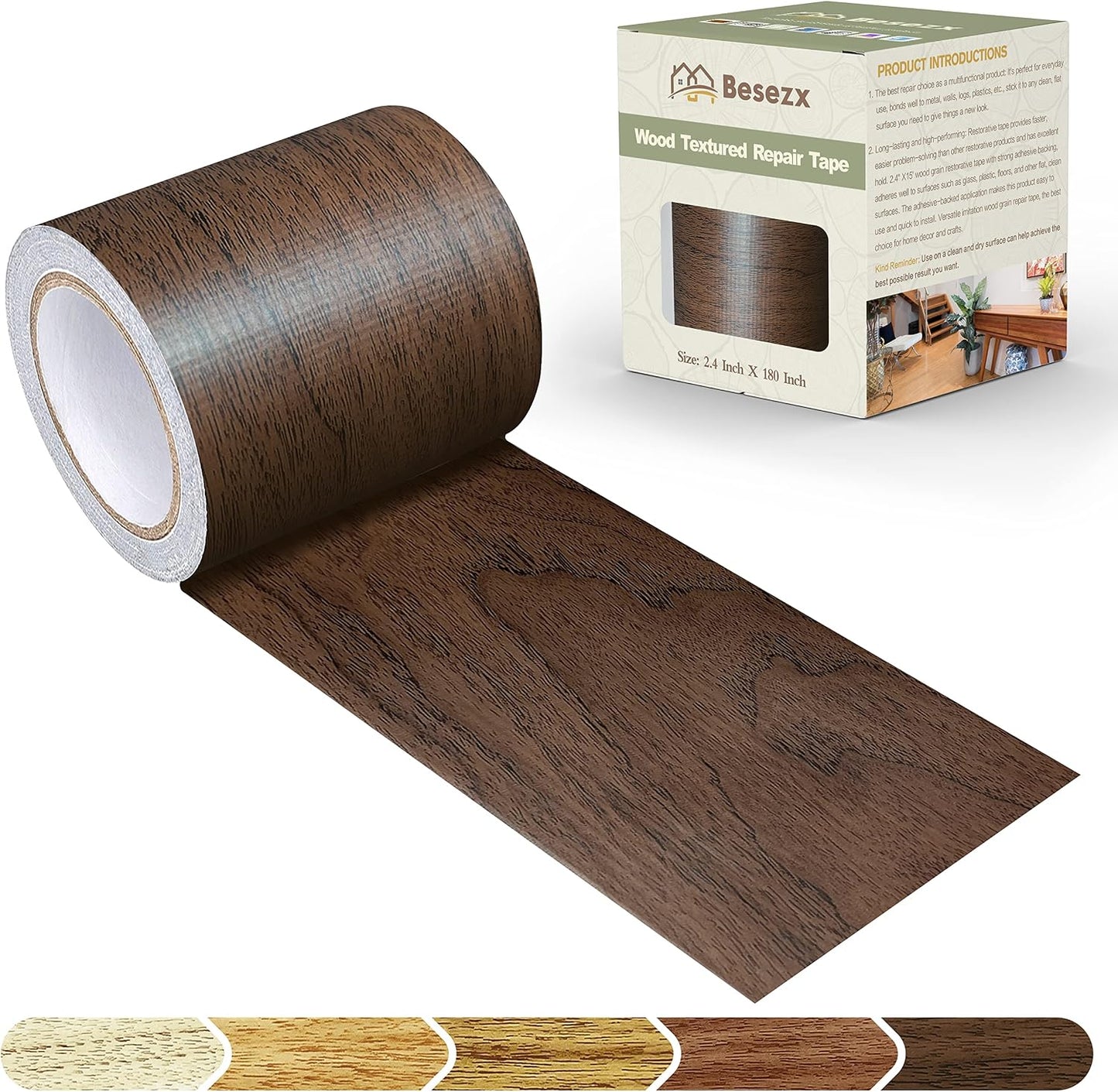 Besezx Wood Grain Repair Tape, 2.4" X15', Self Adhesive Wood Grain Repair Patch for Tables, Chairs, Baseboards, Doors, Windows, Floors, All Kinds of Furniture Renovation, Handicraft DIY. (Natural oak)