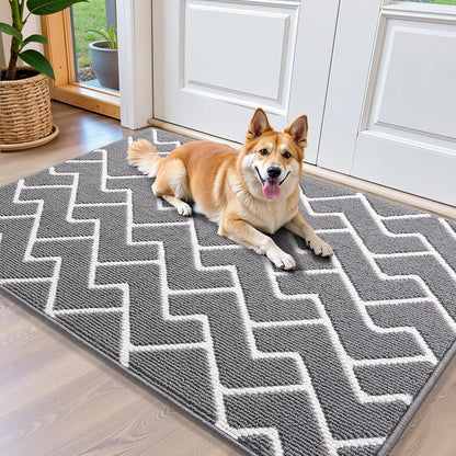 OLANLY Front Door Mat, Non-Slip Rubber Backing, Dirt Resistant and Absorbent, Washable, Easy to Clean Low-Profile Indoor Doormat for Back Door, Entryway, Inside Entrance, 32x20, Grey