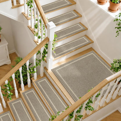 COSY HOMEER Soft Stair Treads Non-Slip Carpet Mat 28inX9in Indoor Stair Runners for Wooden Steps, Stair Rugs for Kids and Dogs, 100% Polyester TPE Backing 4pcs, Grey
