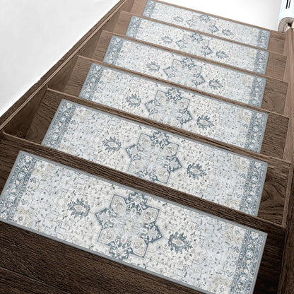 sarben Non Slip Stair Treads for Wooden Steps 15PCS - 8"x30" Indoor Safety Carpet, Edging Mats with TPE Adhesive Backing, Pet and Elderly Friendly Stair Rugs (Taupe) - Colors A