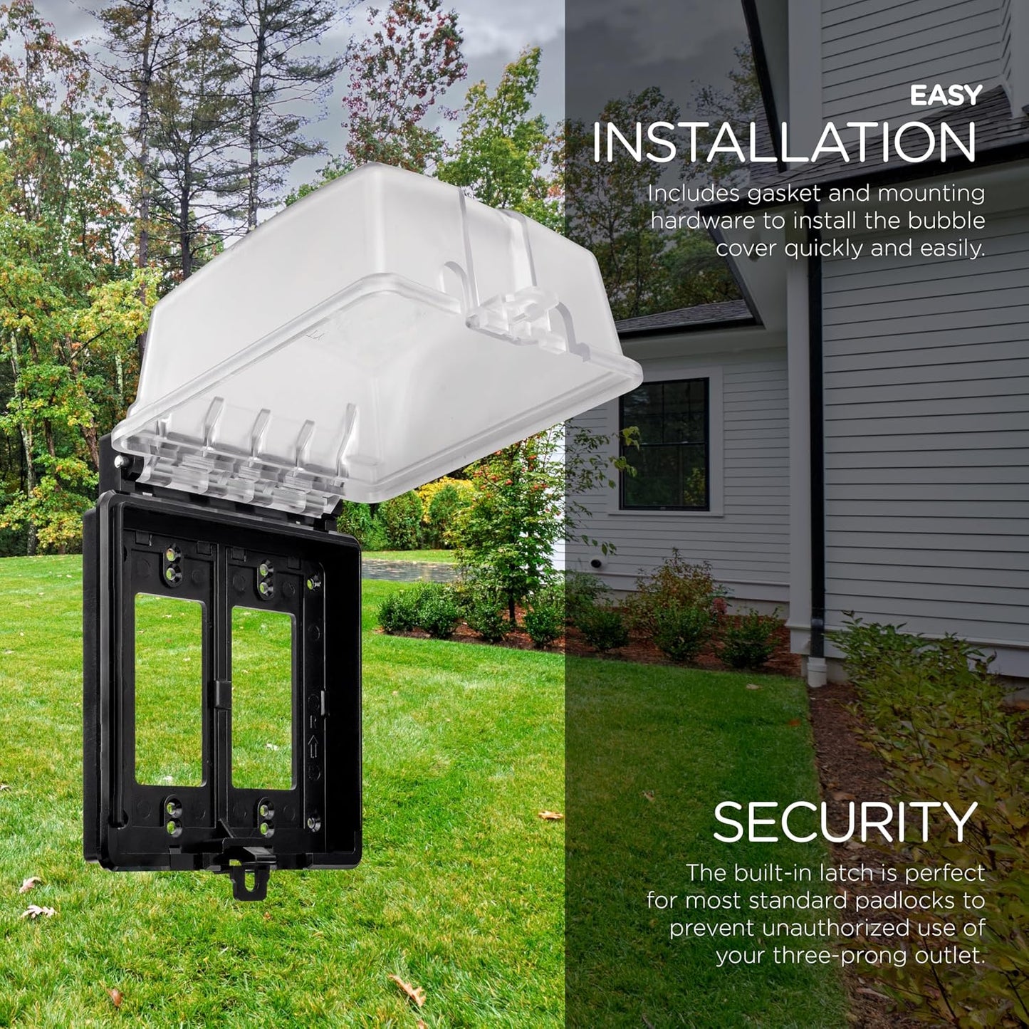 UltraPro Outdoor Electrical Outlet Cover, Dual Gang Outdoor Outlet Cover Weatherproof Enclosure, Rated for Wet Locations, Outdoor Electrical Box Waterproof Plug Covers, Black, 82614-T1
