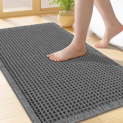 Smiry Waffle Bath Mat 30x20, Extra Soft Absorbent Bathroom Rugs, Non Slip Machine Washable Quick Dry Bath Rugs for Bathroom Floor, Tub, Shower, Home Decor Accessories, Brown