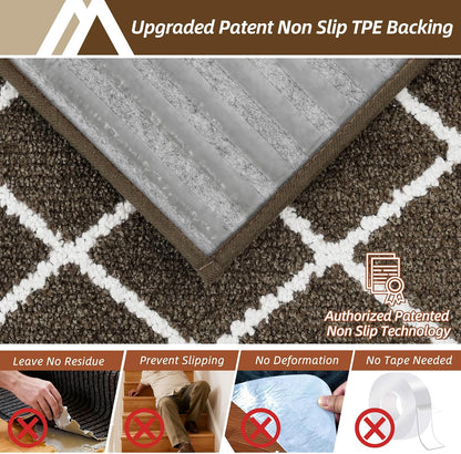 COSY HOMEER Carpet Stair Treads for Wooden Steps Non-Slip Indoor,4pcs, Navy | Peel and Stick,Reusable Adhesive,Residue Free,Washable,Pet Friendly,Soft Stair Runner for Kids,Elders,Multi-Surface Use