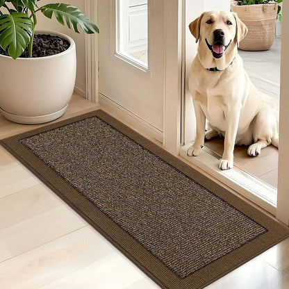 BEQHAUSE Indoor Door Mat 20" x 32", Dirt Trapper Door Mats Non-Slip Entryway Rugs Washable, Resist Dirt Absorbent Welcome Mat, Low Profile Floor Mats for Front Back Door and Entryway, Taupe