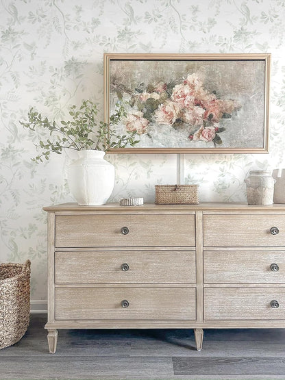 Dimoon 17.3''x78.7'' Vintage Peel and Stick Wallpaper Boho Beige Neutral Contact Paper White Floral Bird Wallpaper Removable Botanical Renter Friendly Modern Wall Paper Bedroom Bathroom Vinyl Roll
