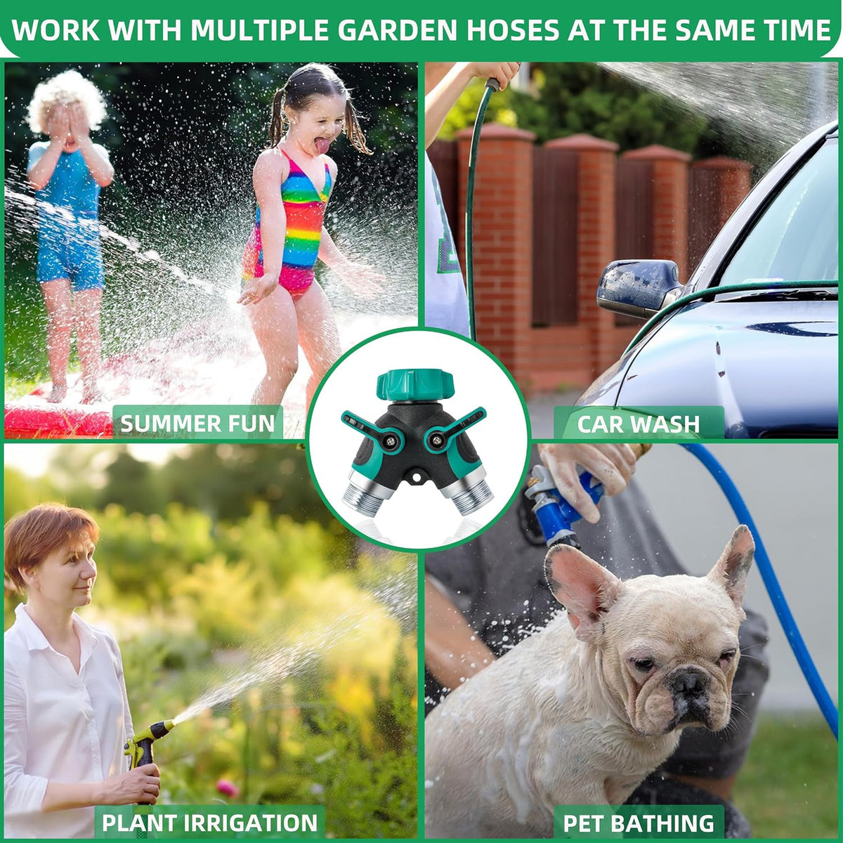 LUCDNC Garden Hose Splitter 2 Way 3/4 Inch Faucet Y Connector With Shut Off Valve,Garden Supplies Water Hose Splitter Adapter For Indoor Outdoor Faucets