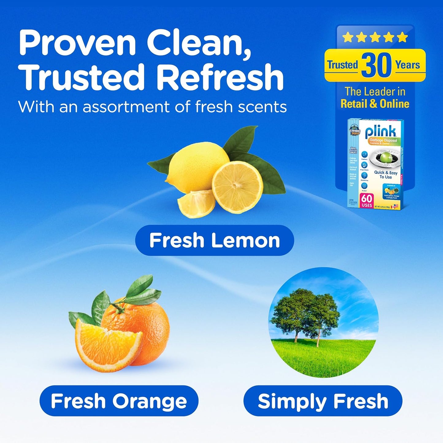 COMPAC HOME Plink Garbage Disposal Cleaner and Deodorizer, Air Fresheners for Garbage Disposal, Lemon Scent, Home Cleaning Products for Kitchen Sink and Clogged Drains, 20 Count (Pack of 1)
