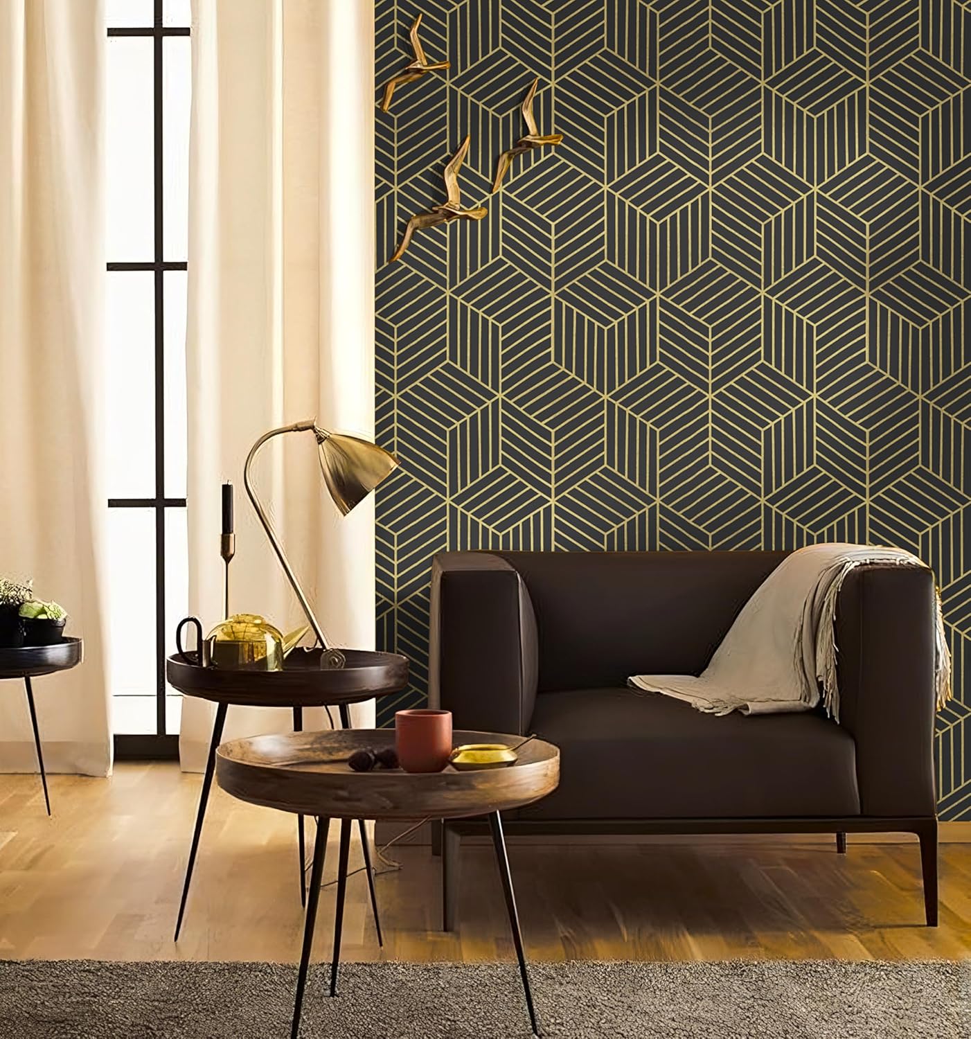 CiCiwind Wallpaper Peel and Stick Modern White and Gold Contact Paper Peel and Stick Geometric Removable Self Adhesive Wall Paper for Bedroom Renter Friendly Papel Tapiz para Pared 15.7"x118"