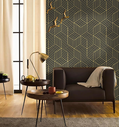CiCiwind Wallpaper Peel and Stick Modern White and Gold Contact Paper Peel and Stick Geometric Removable Self Adhesive Wall Paper for Bedroom Renter Friendly Papel Tapiz para Pared 15.7"x118"