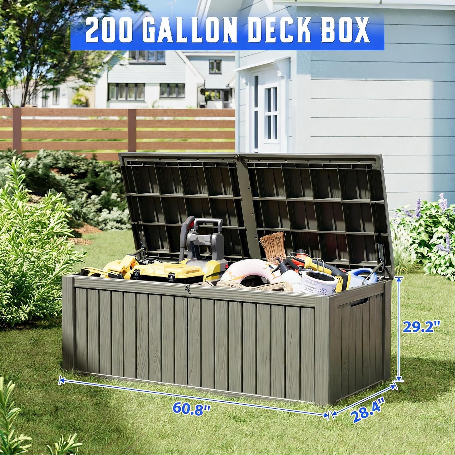 Outdoor Storage Deck Boxes Waterproof, Waterproof and UV Resistant Outdoor Storage Box Lockable Lid for Delivery Box, Indoor, Garden Tools, Pool Supplies, Patio (Black, 31 Gallon)