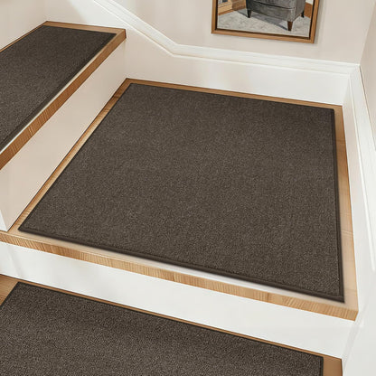 COSY HOMEER Stair Treads Non-Slip Carpet Stair Treads for Wooden Steps, Indoor Stair-Runner Rugs for Kids Elders & Pets 28"x9" (4Pc, Dark Gray)