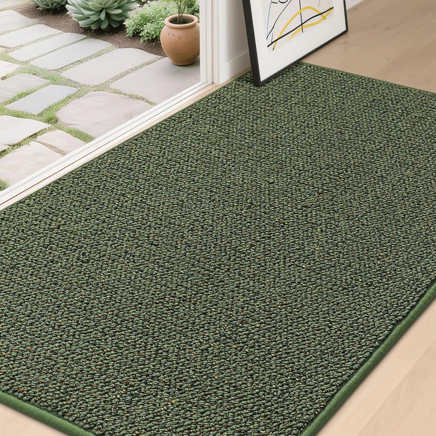 BEQHAUSE Dirt Trapper Door Mat 20" x 32", Non-Slip Washable Doormats Entrance Mat, Dirt Resistant and Absorbent Welcome Mat, Low Profile Floor Mats for Front Back Door and Entryway, Beige