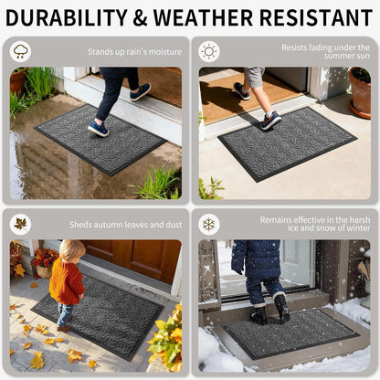 Yimobra Front Door Mat Outside Entrance 29.5x17, Waterproof Heavy Duty Outdoor Mats for Front Door, Non Slip Rubber Entry Mat for Garage Patio Indoor, Grey