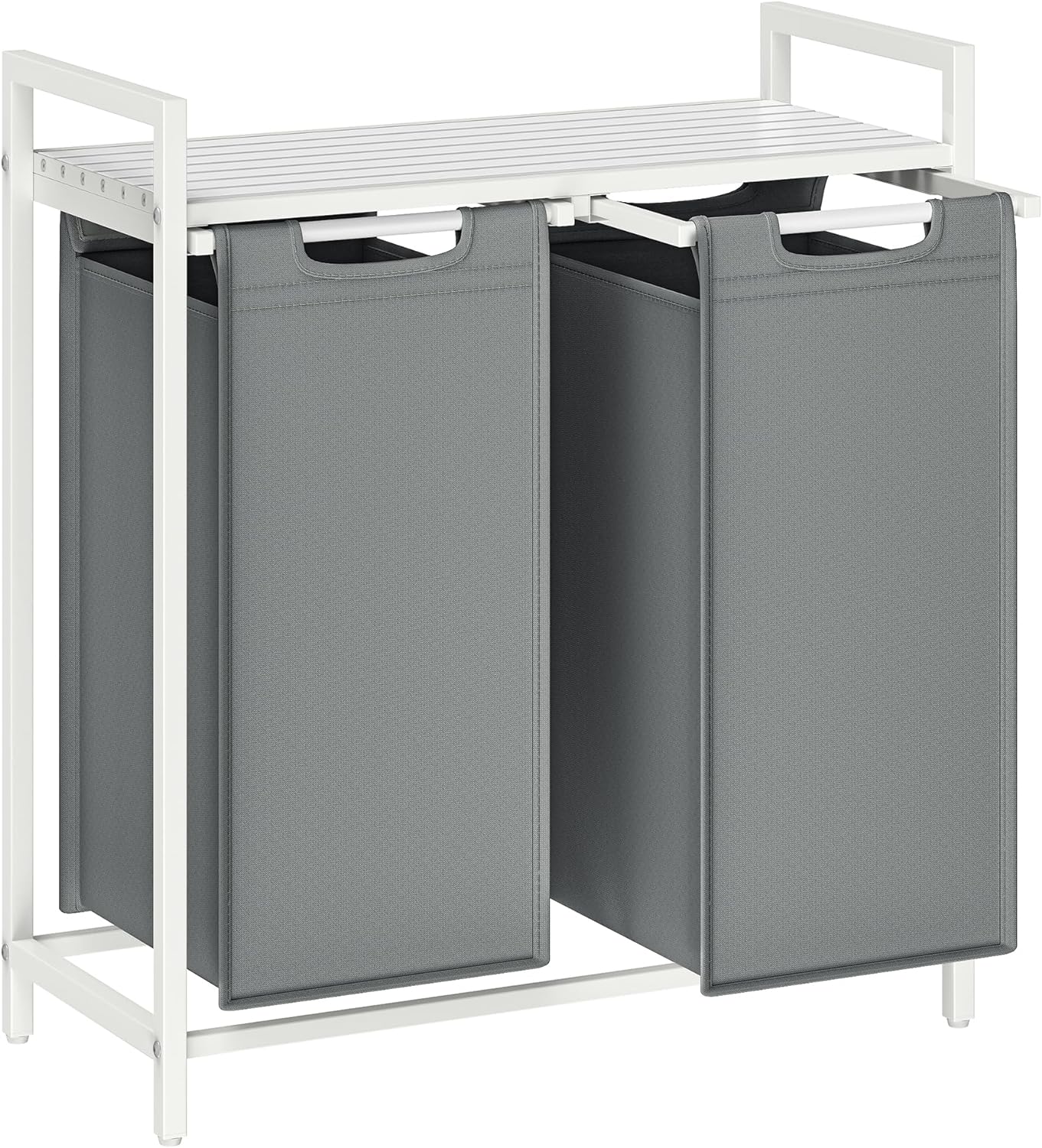 VASAGLE Laundry Hamper, Laundry Basket Sorter with 3 Pull-Out and Removable Bags, Shelf, Metal Frame, 3 x 10.6 Gallons (40 L), 36.4 x 13 x 28.4 Inches, Cappuccino Beige and Natural Beige UBLH301LH01