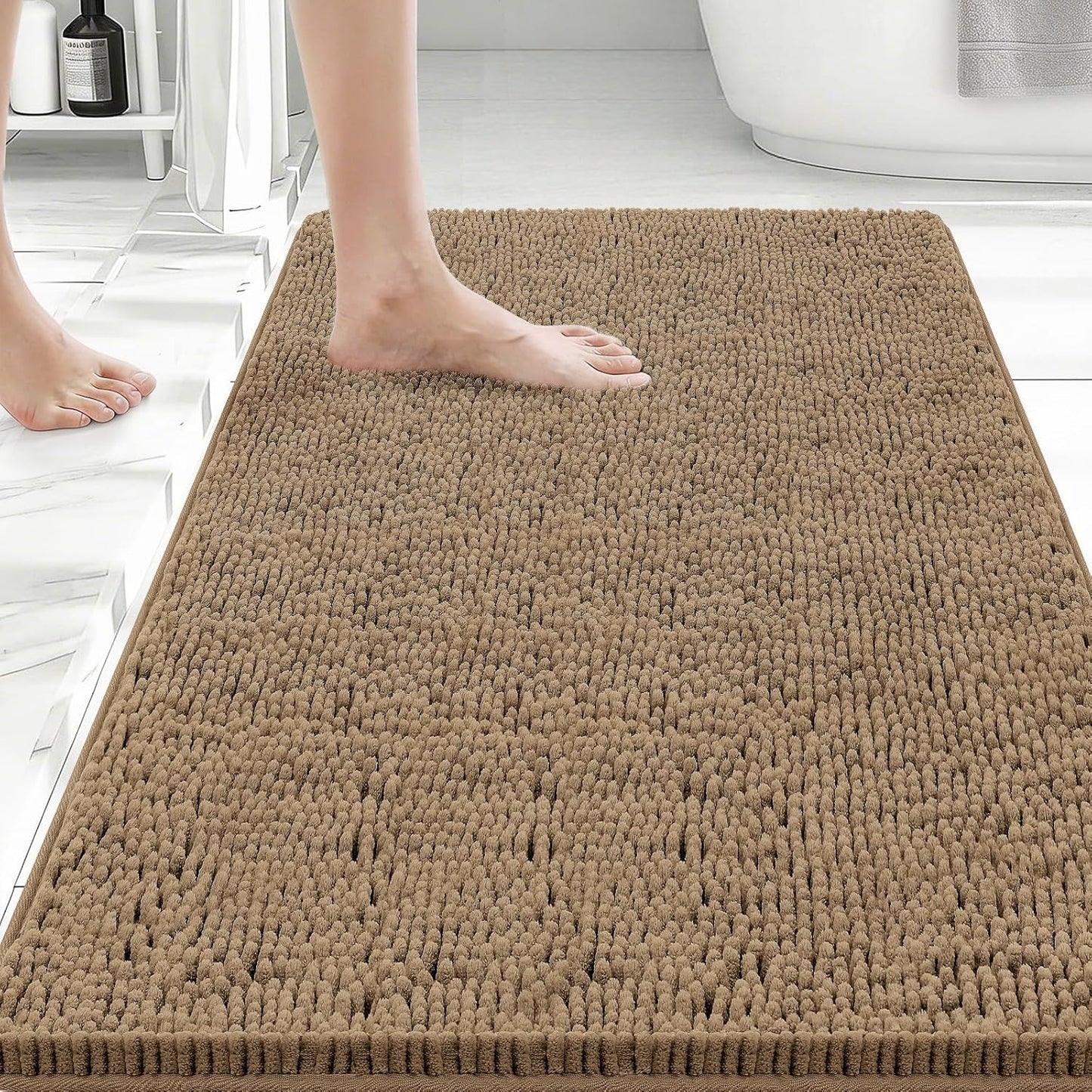 Bcoimo Bathroom Rugs 24x17, Bath Mats for Bathroom Non Slip with Rubber Backing,High Absorbent Microfiber Bath Rugs Quick Drying, Machine Washable, Durable Decor