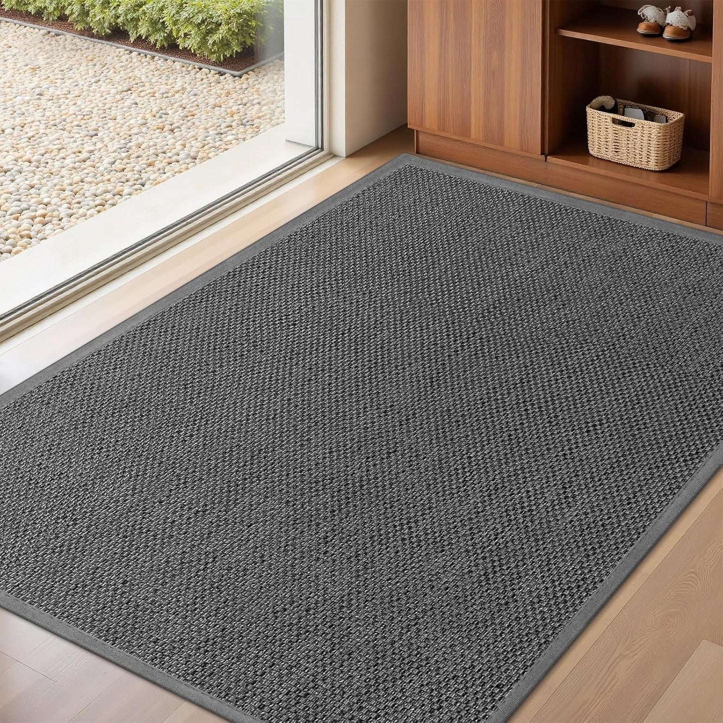 LEKEEPGO Door Mat 17"x29", Non Slip Door Mat Indoor Entrance, Rubber Backing Indoor Door mats Washable Absorbent Low-Profile Doormat Front Entryway Entry Resist Dirt Inside Door Mats, Khaki