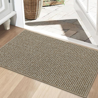 BEQHAUSE Dirt Trapper Door Mat 20" x 32", Non-Slip Washable Doormats Entrance Mat, Dirt Resistant and Absorbent Welcome Mat, Low Profile Floor Mats for Front Back Door and Entryway, Beige