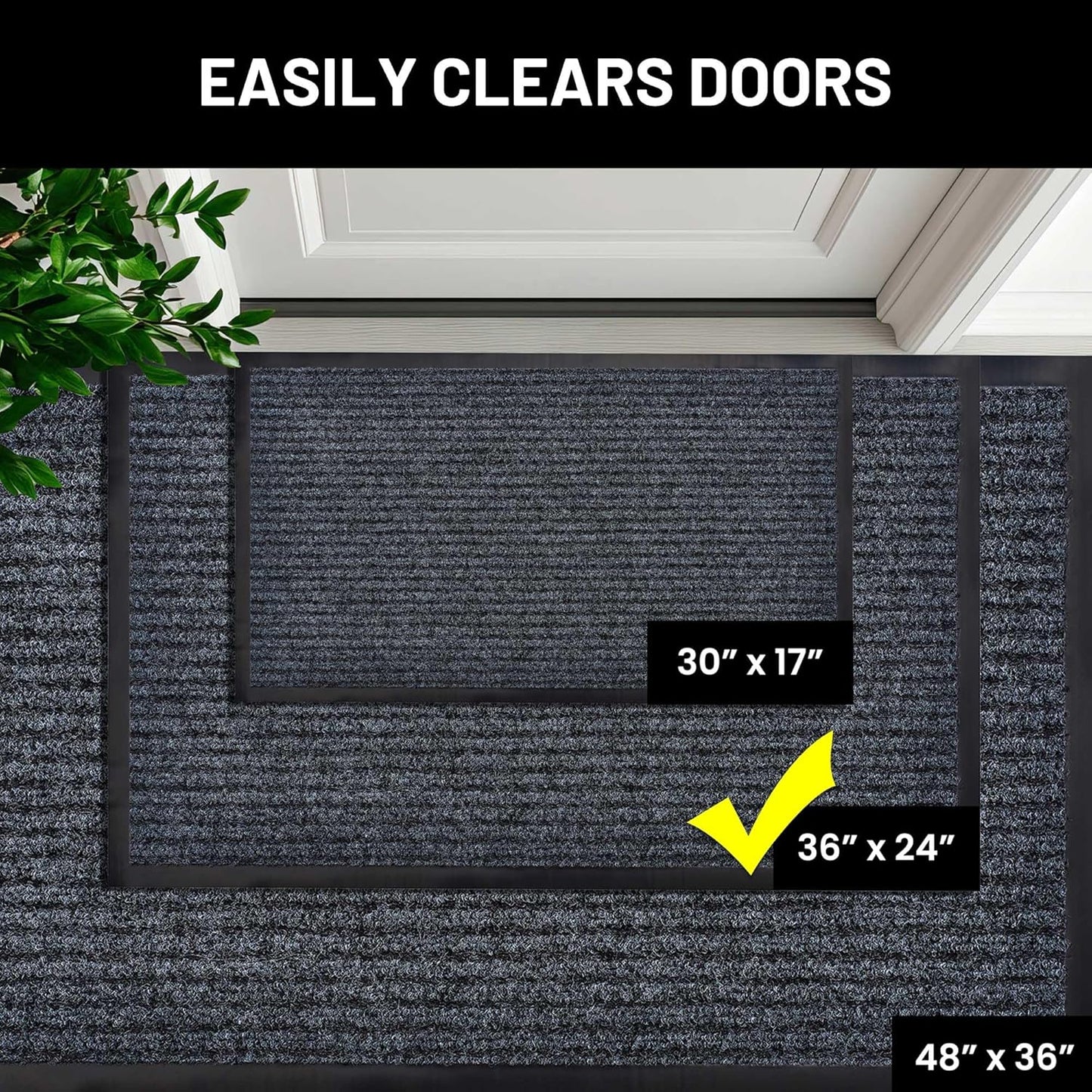 Sierra Concepts Front Door Mat Welcome Floor Mats - Entryway Indoor Outdoor Entrance Doormat, Patio, Porch, Muddy Shoe, Inside Outside Low Profile, 30x17 inches, 2-Pack Gray