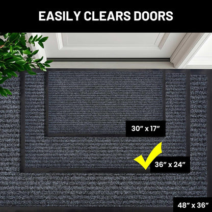 Sierra Concepts Front Door Mat Welcome Floor Mats - Entryway Indoor Outdoor Entrance Doormat, Patio, Porch, Muddy Shoe, Inside Outside Low Profile, 30x17 inches, 2-Pack Gray