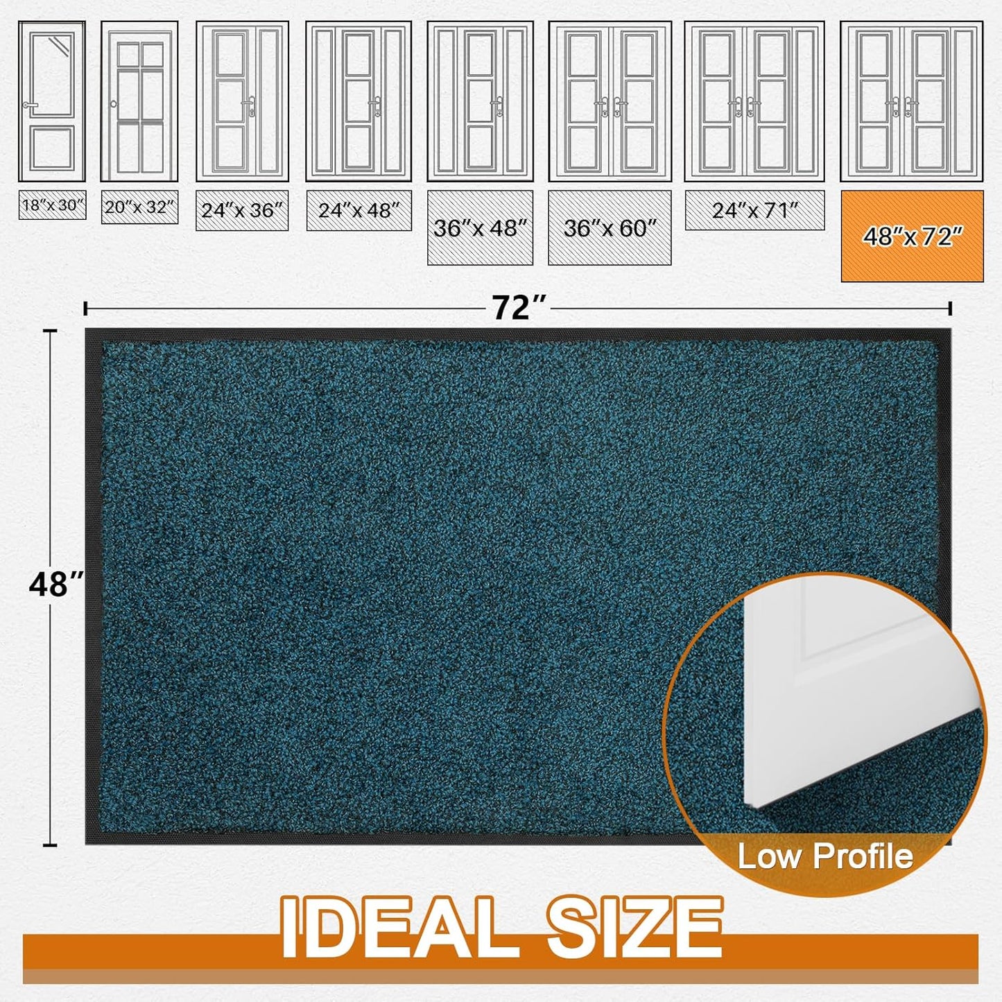 Mibao Front Door Mat, Dirt Trapper Welcome Mat for Outdoor Indoor, Non-Slip Waterproof Doormat, Durable Machine Washable Low Profile Entry Rug for Back Door Outside Patio Porch, 29.5" x 17", Grey