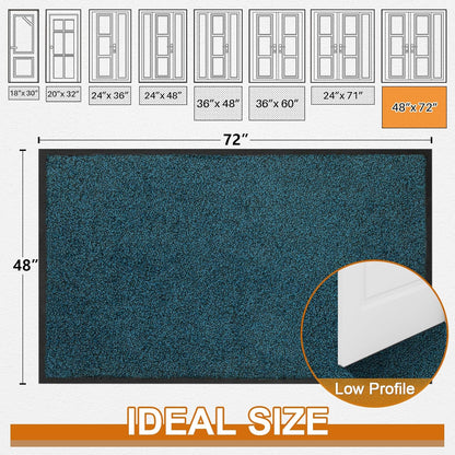 Mibao Front Door Mat, Dirt Trapper Welcome Mat for Outdoor Indoor, Non-Slip Waterproof Doormat, Durable Machine Washable Low Profile Entry Rug for Back Door Outside Patio Porch, 29.5" x 17", Grey