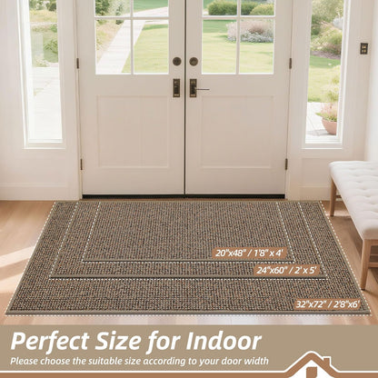 BEQHAUSE Dirt Trapper Door Mat 20" x 32", Non-Slip Washable Doormats Entrance Mat, Dirt Resistant and Absorbent Welcome Mat, Low Profile Floor Mats for Front Back Door and Entryway, Beige
