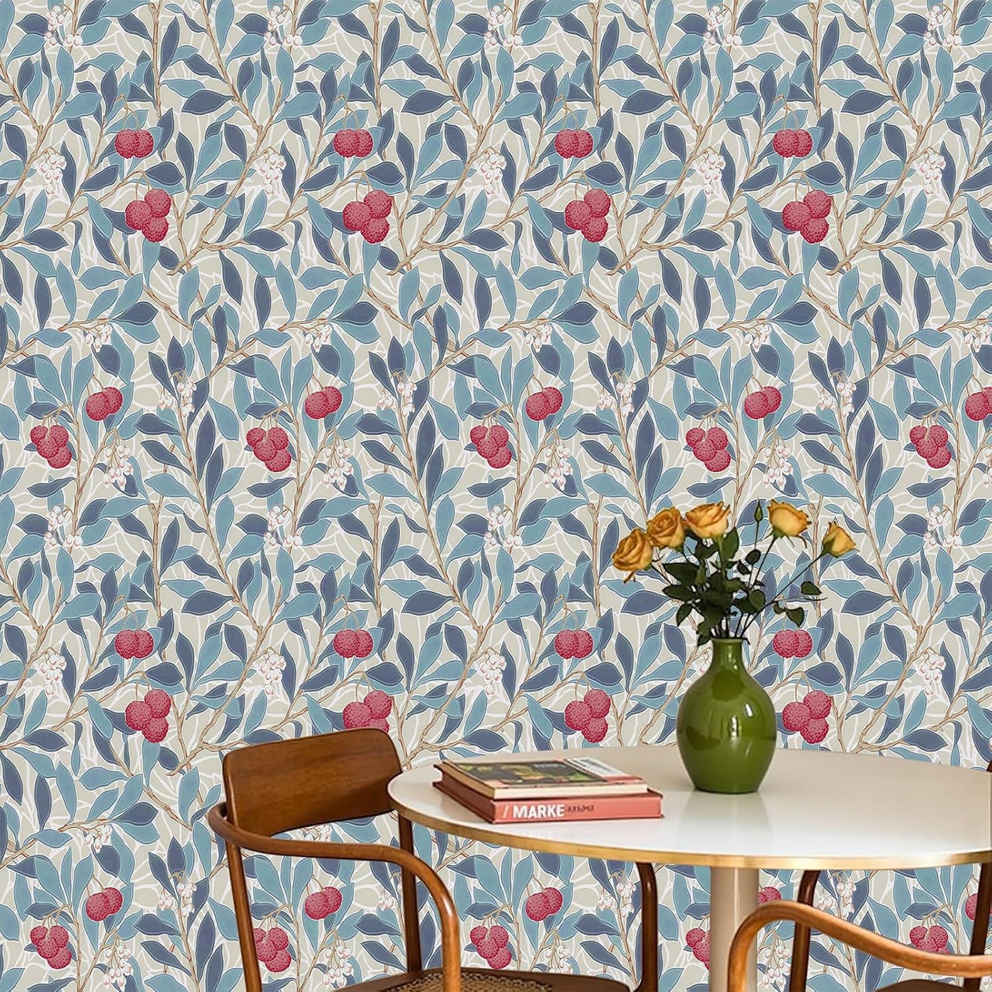 17"x118" Peel and Stick Wallpaper for Renter Friendly, Removable Wallpaper Peel and Stick, Self-Adhesive Textured Contact Paper for Walls, Cabinets, Countertops(Morning Song of Flowers)