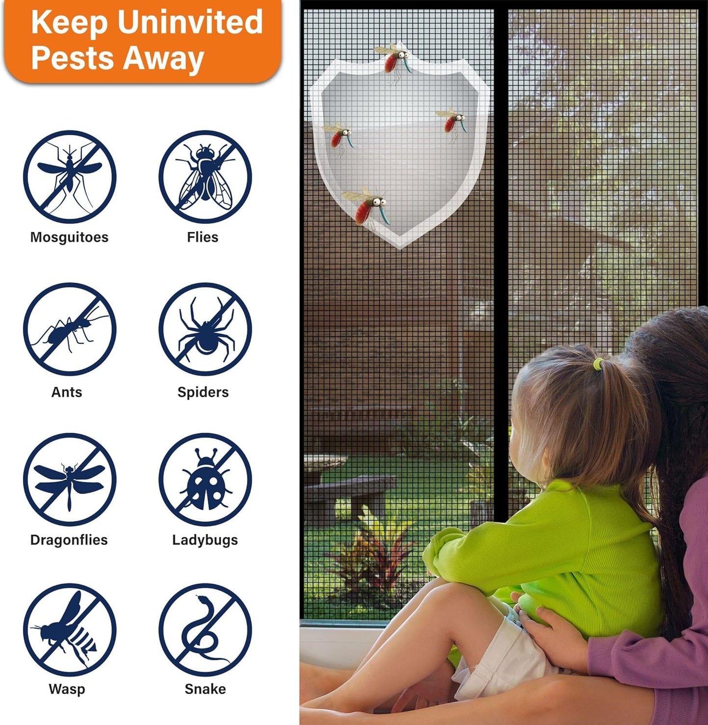 Mesh Screen with Magnetic Closure-Keeps Bugs Out Let Breeze in, Heavy Duty - Pet and Kid Friendly, Works with Front, Sliding Doors (38 x 82 Inch)