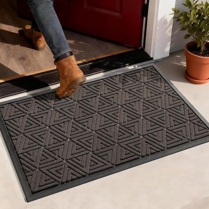 Yimobra Front Door Mat Outside Entrance 29.5x17, Waterproof Heavy Duty Outdoor Mats for Front Door, Non Slip Rubber Entry Mat for Garage Patio Indoor, Grey