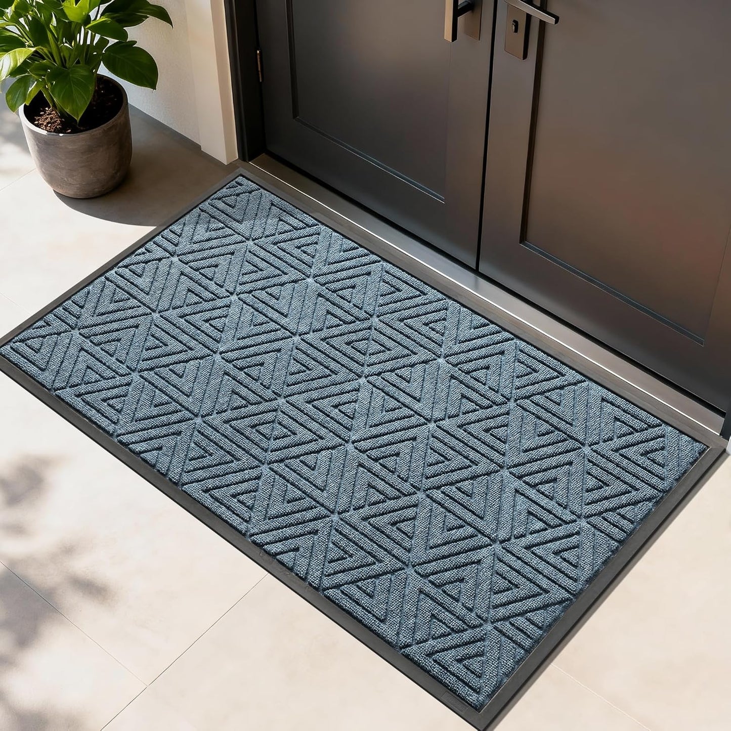 Yimobra Front Door Mat Outside Entrance 29.5x17, Waterproof Heavy Duty Outdoor Mats for Front Door, Non Slip Rubber Entry Mat for Garage Patio Indoor, Grey