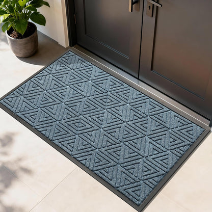 Yimobra Front Door Mat Outside Entrance 29.5x17, Waterproof Heavy Duty Outdoor Mats for Front Door, Non Slip Rubber Entry Mat for Garage Patio Indoor, Grey