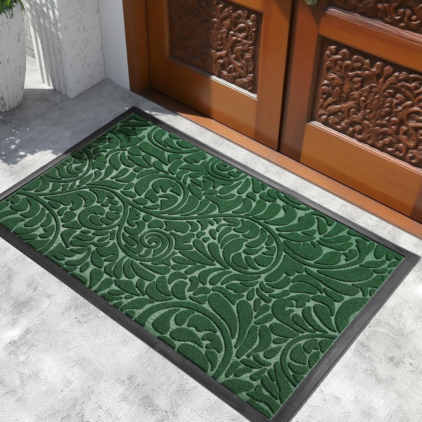 Yimobra Front Door Mat Outside Entrance, Waterproof Sturdy Retro Outdoor Mat, Heavy Duty Non-Slip Doormat for Garage Patio Entryway Indoor, Easy Clean, 29.5x17, Grey