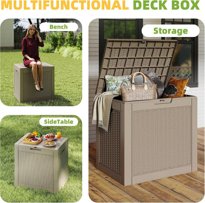 230 Gallon Large Outdoor Storage Box Waterproof, UV Resistant Resin Deck Box with Hydraulic Rod & Lockable Latch for Patio Furniture, Outside Storage Box for Garden Tools, Patio Cushions, Black